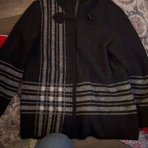 Pendleton Black and Gray Striped Cape